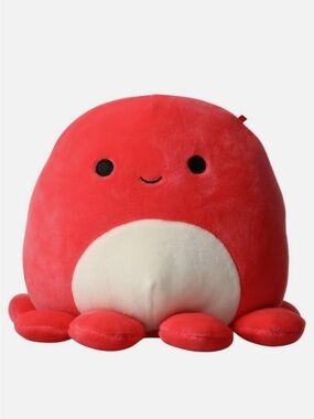 Squishmallows Red Plush Octopus Pillow with Cream Belly
